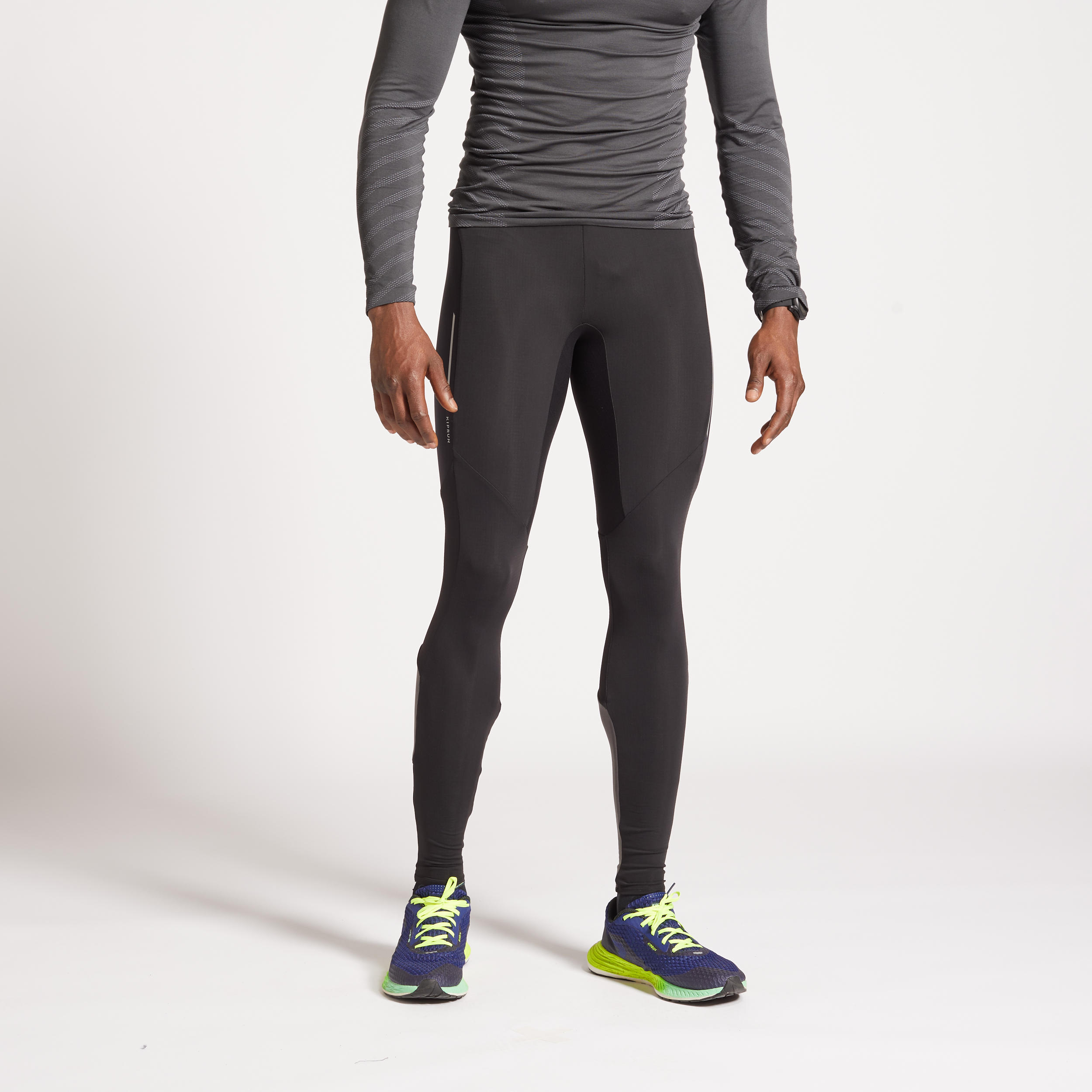 Laufhose lang Tights Kiprun Warm Herren schwarz Kiprun DECATHLON