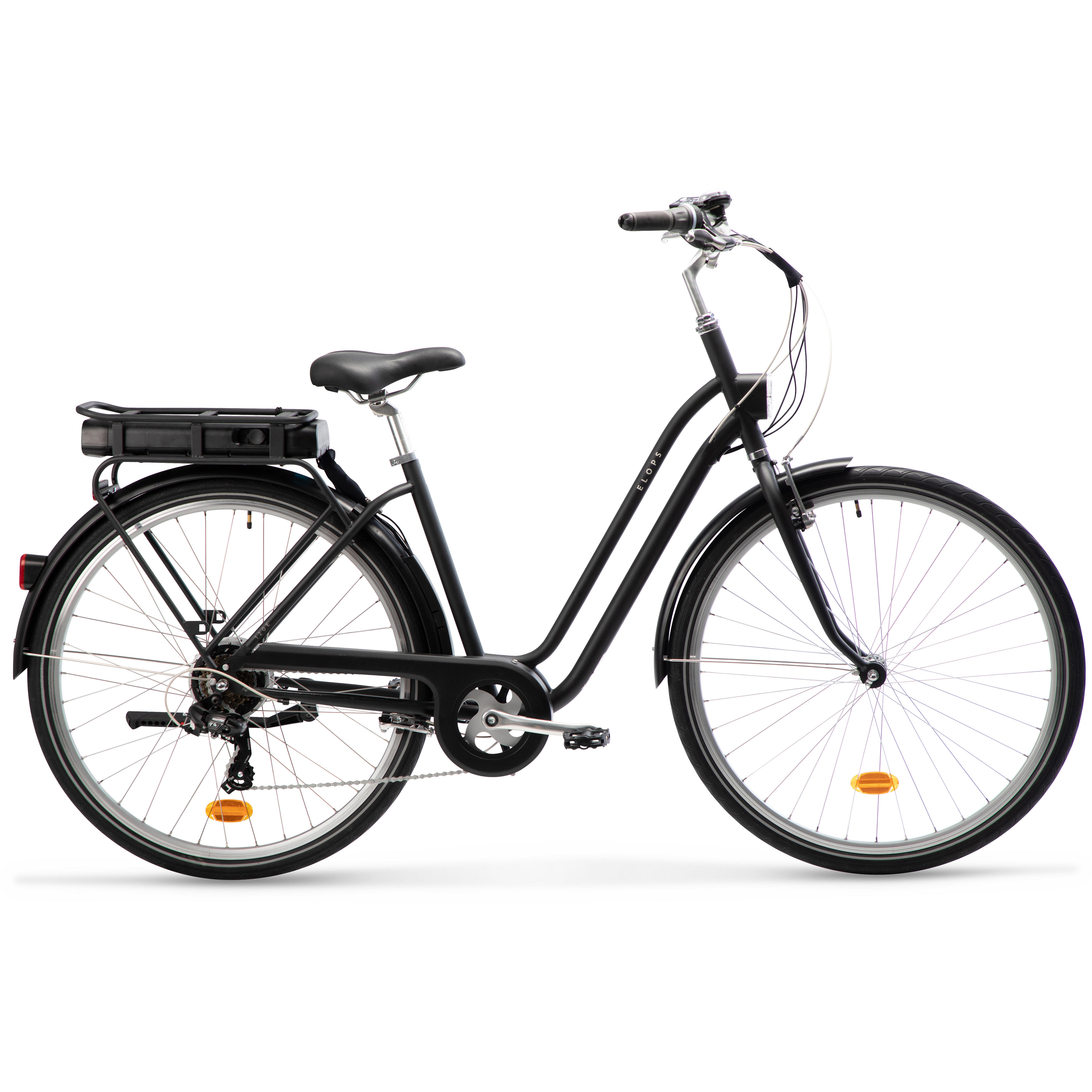 Fully equipped v brake low frame electric city bike black