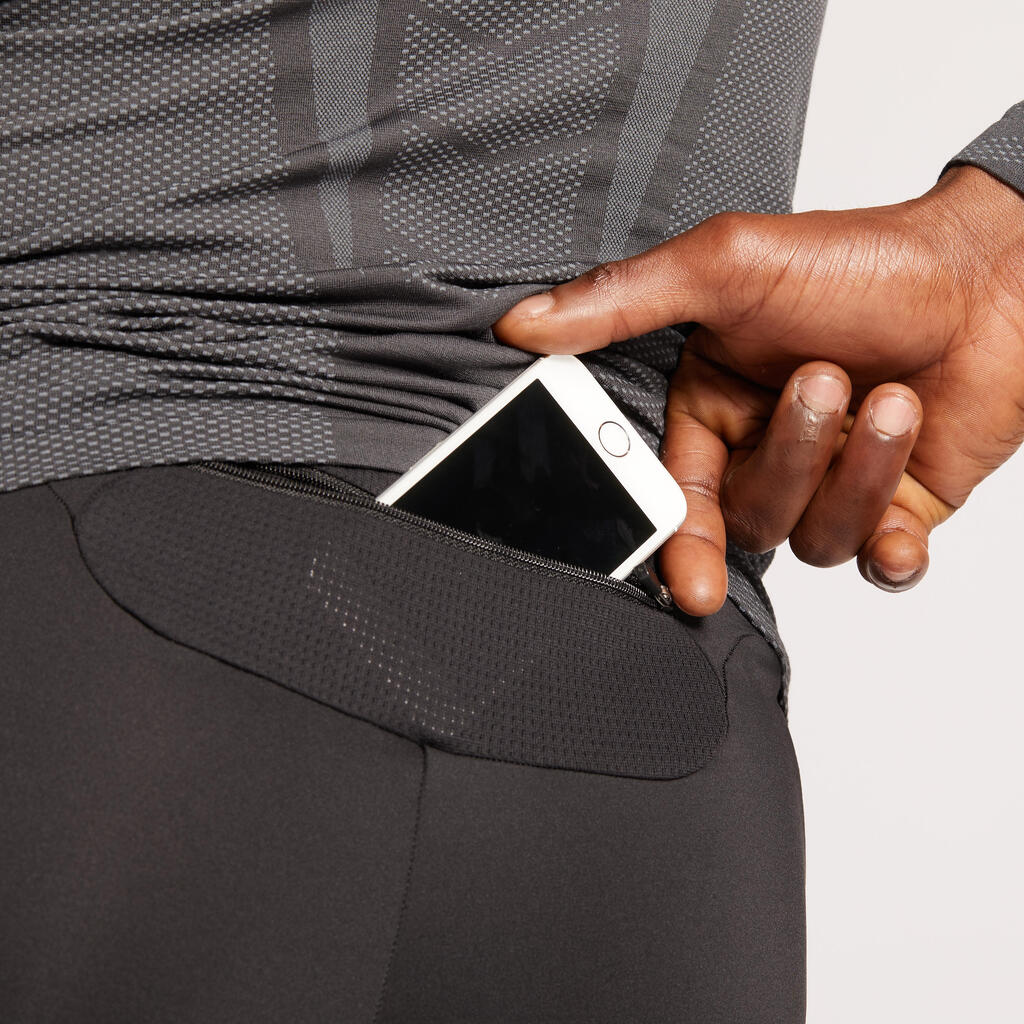 KIPRUN DRY MEN'S BREATHABLE RUNNING TIGHTS - BLACK