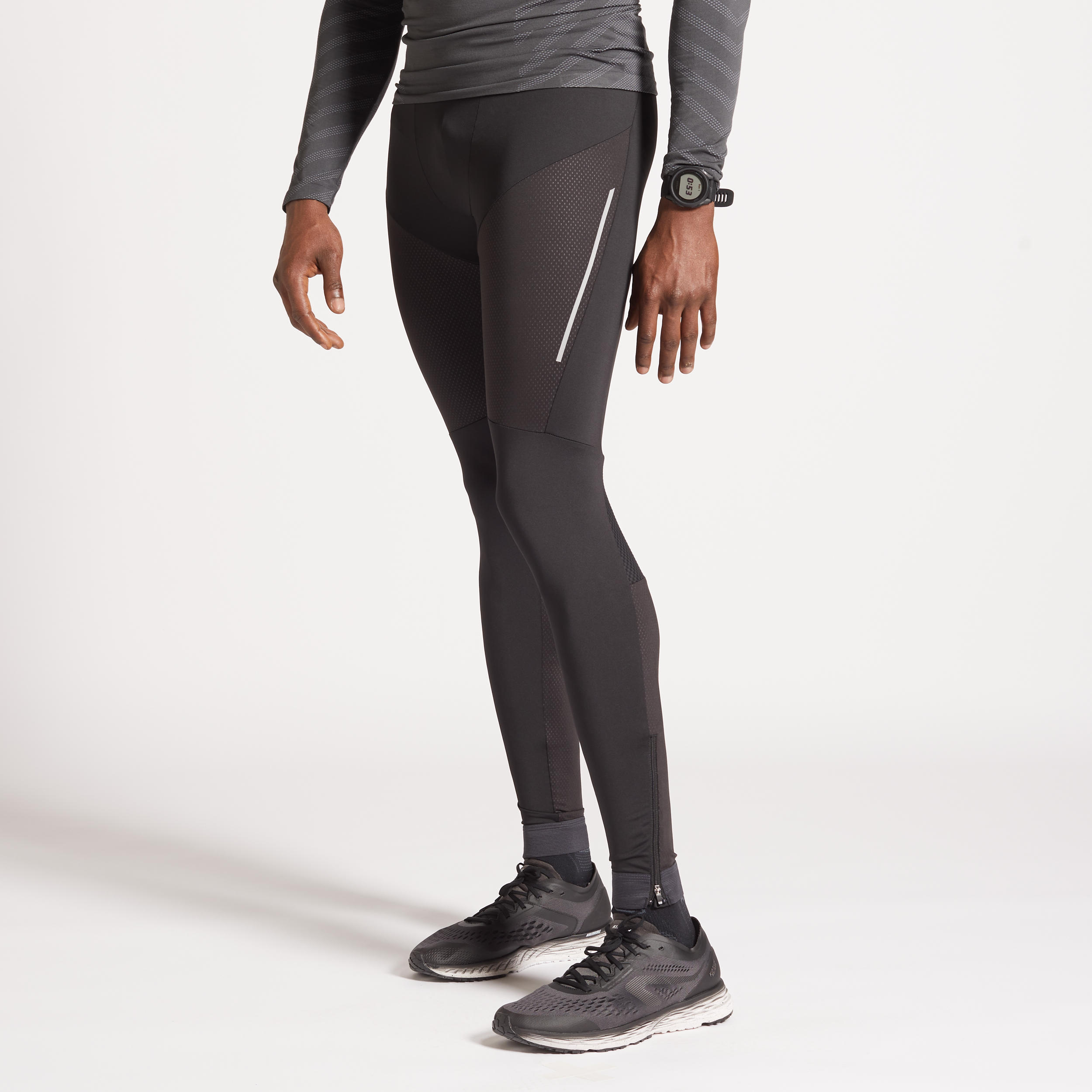 KIPRUN DRY MEN'S BREATHABLE RUNNING TIGHTS - BLACK 3/9