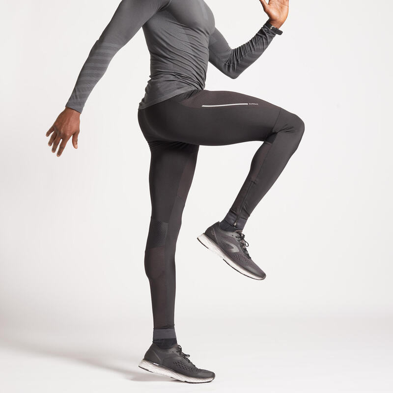 KIPRUN DRY MEN'S BREATHABLE RUNNING TIGHTS - BLACK