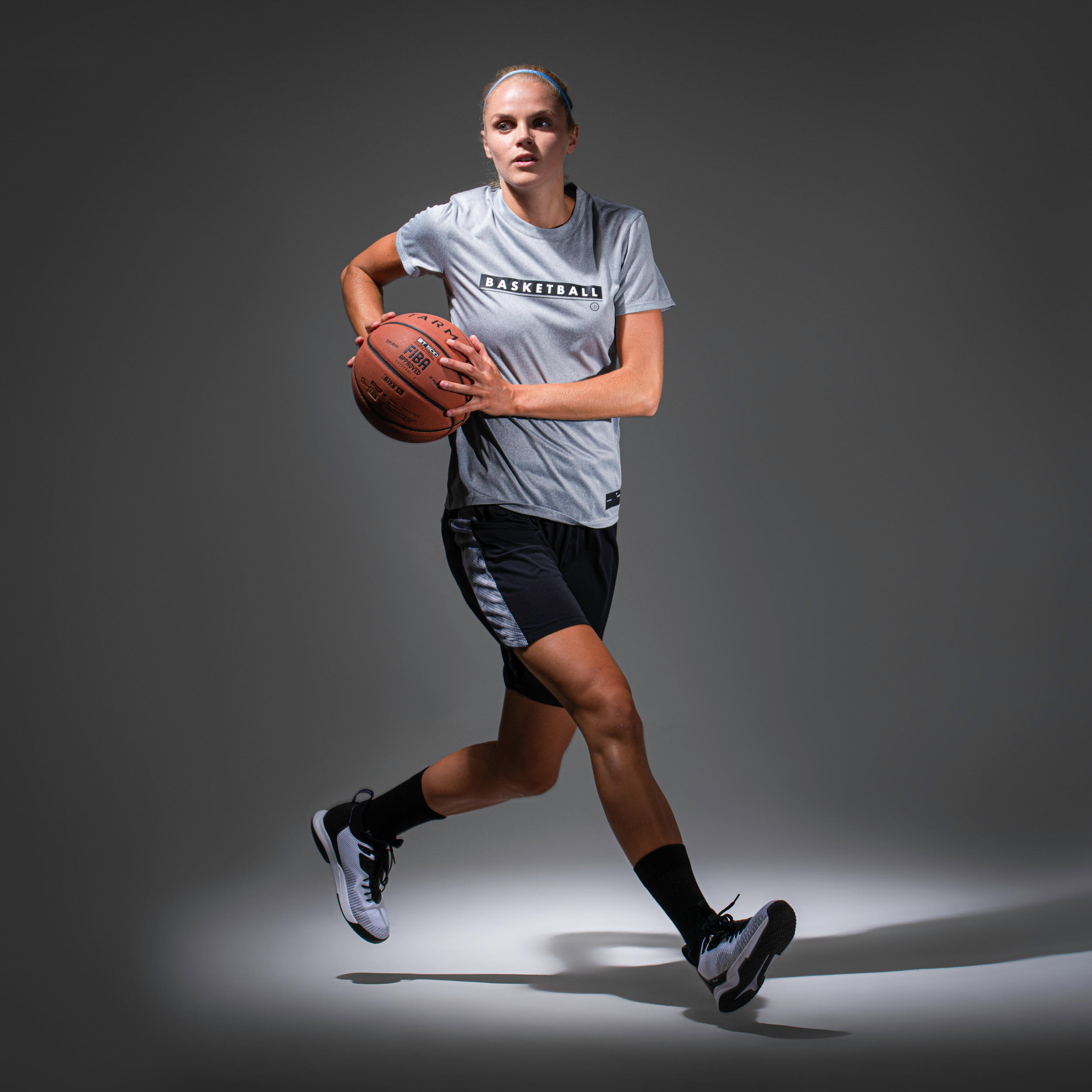 Pantaloneta de Baloncesto SH500 Mujer Negro Gris - Decathlon