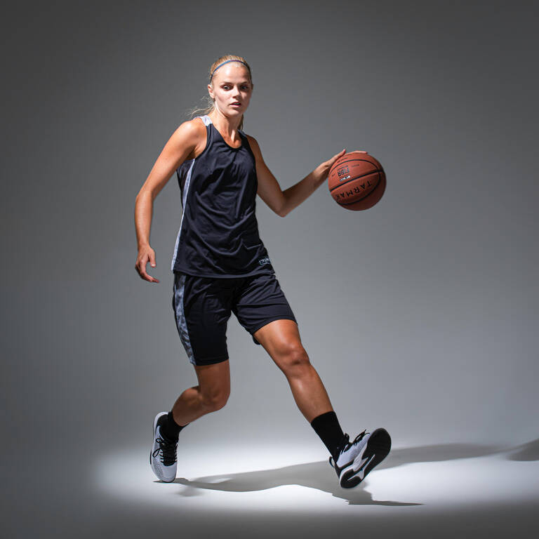 Women's Sleeveless Basketball Jersey T500 - Black/Grey