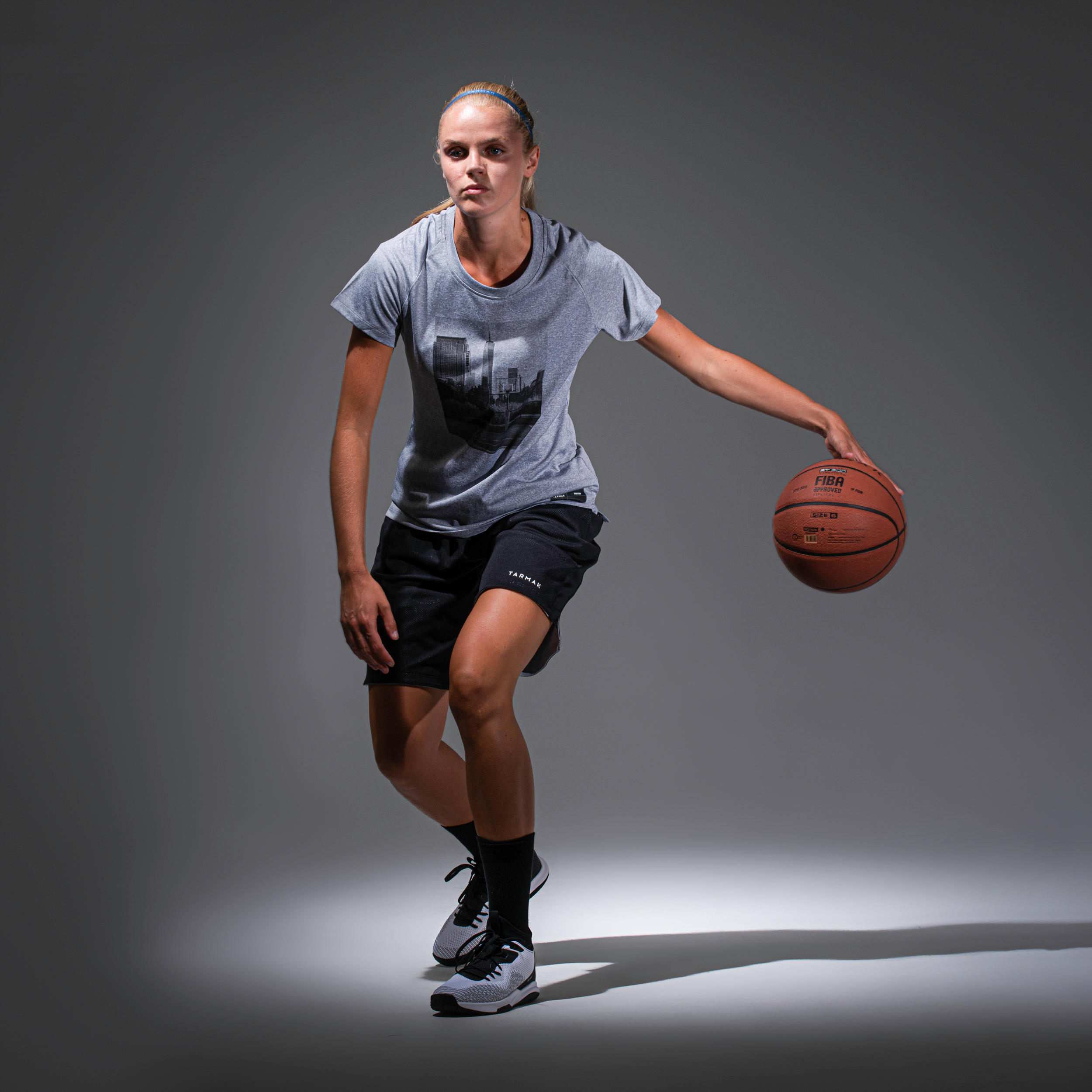 Women's Intermediate Basketball T-Shirt / Jersey TS500 - Grey 6/9