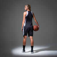Basketballshorts SH500 Damen schwarz/grau