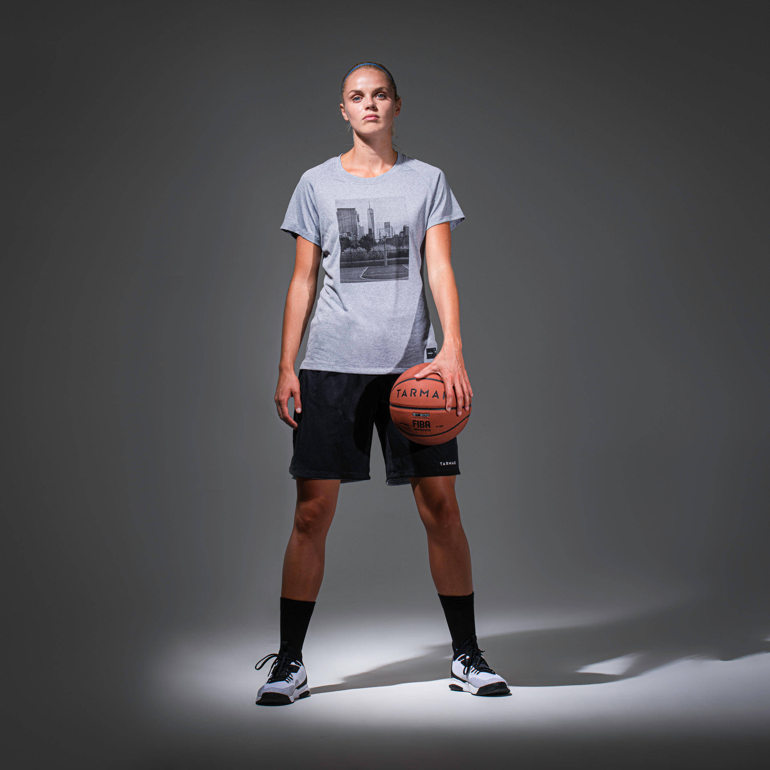 Women Basketball T shirt TS500 Dark Grey -  5