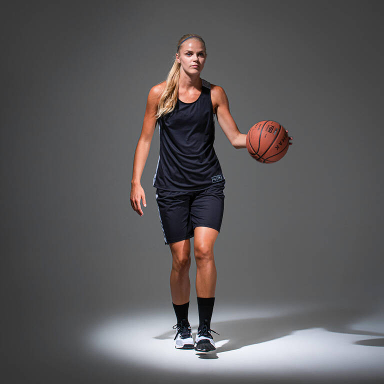 Women's Sleeveless Basketball Jersey T500 - Black/Grey