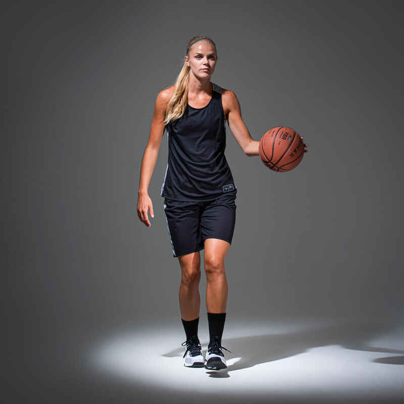 Women's Sleeveless Basketball Jersey T500 - Black/Grey - Decathlon