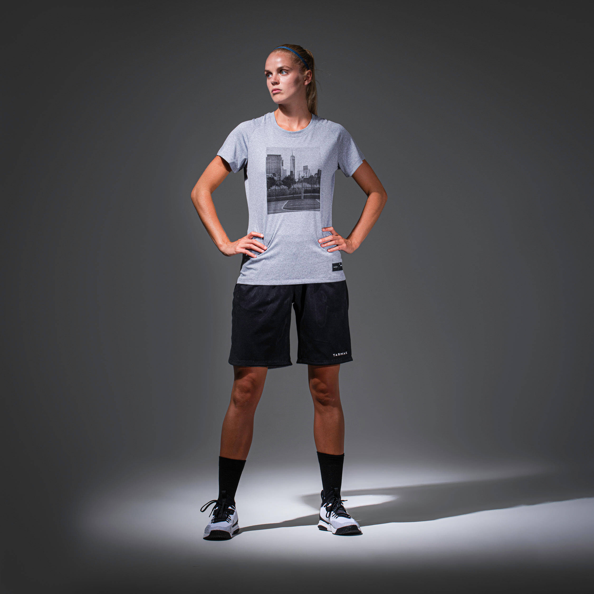 Women Basketball T shirt TS500 Dark Grey -  3