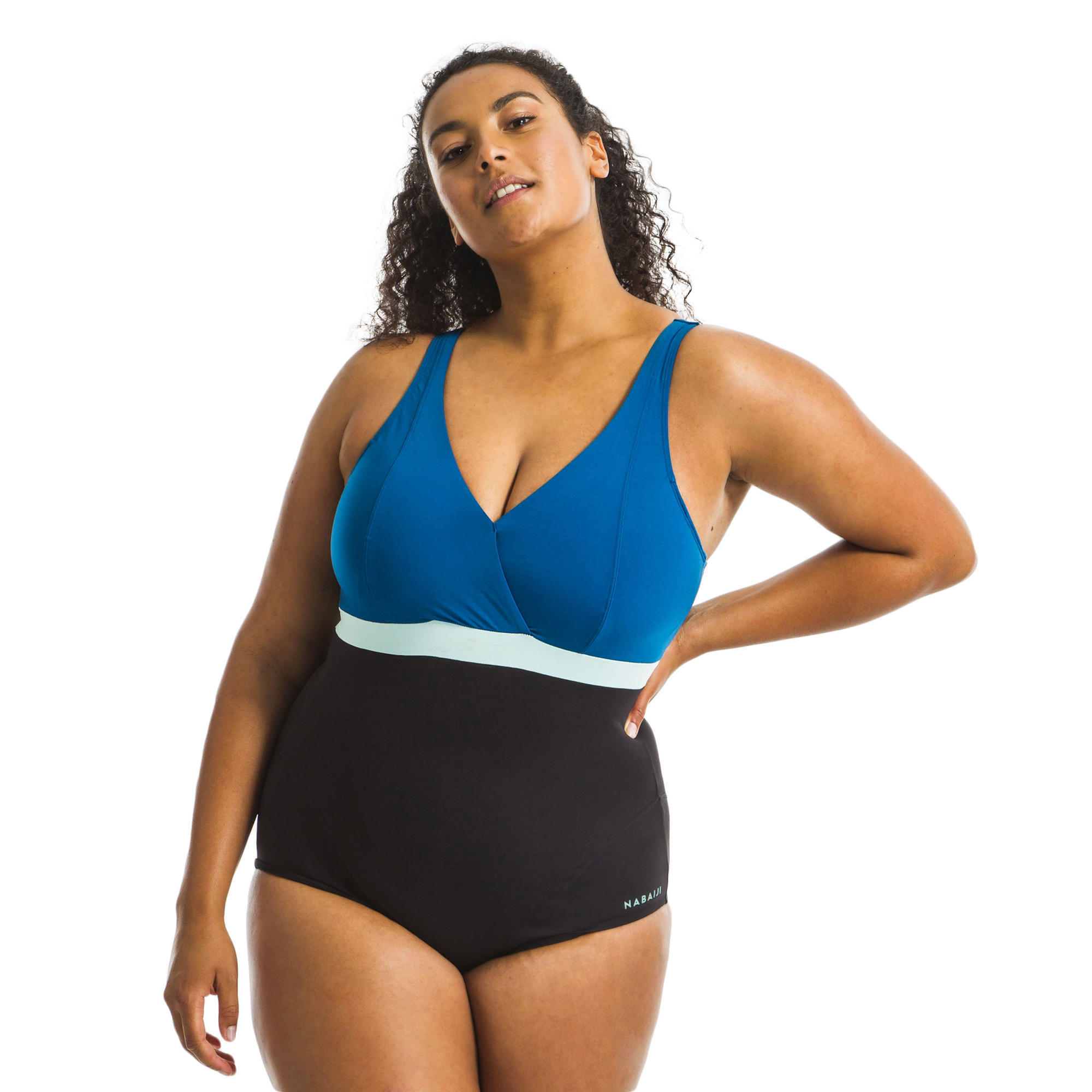 blue and black swimsuit