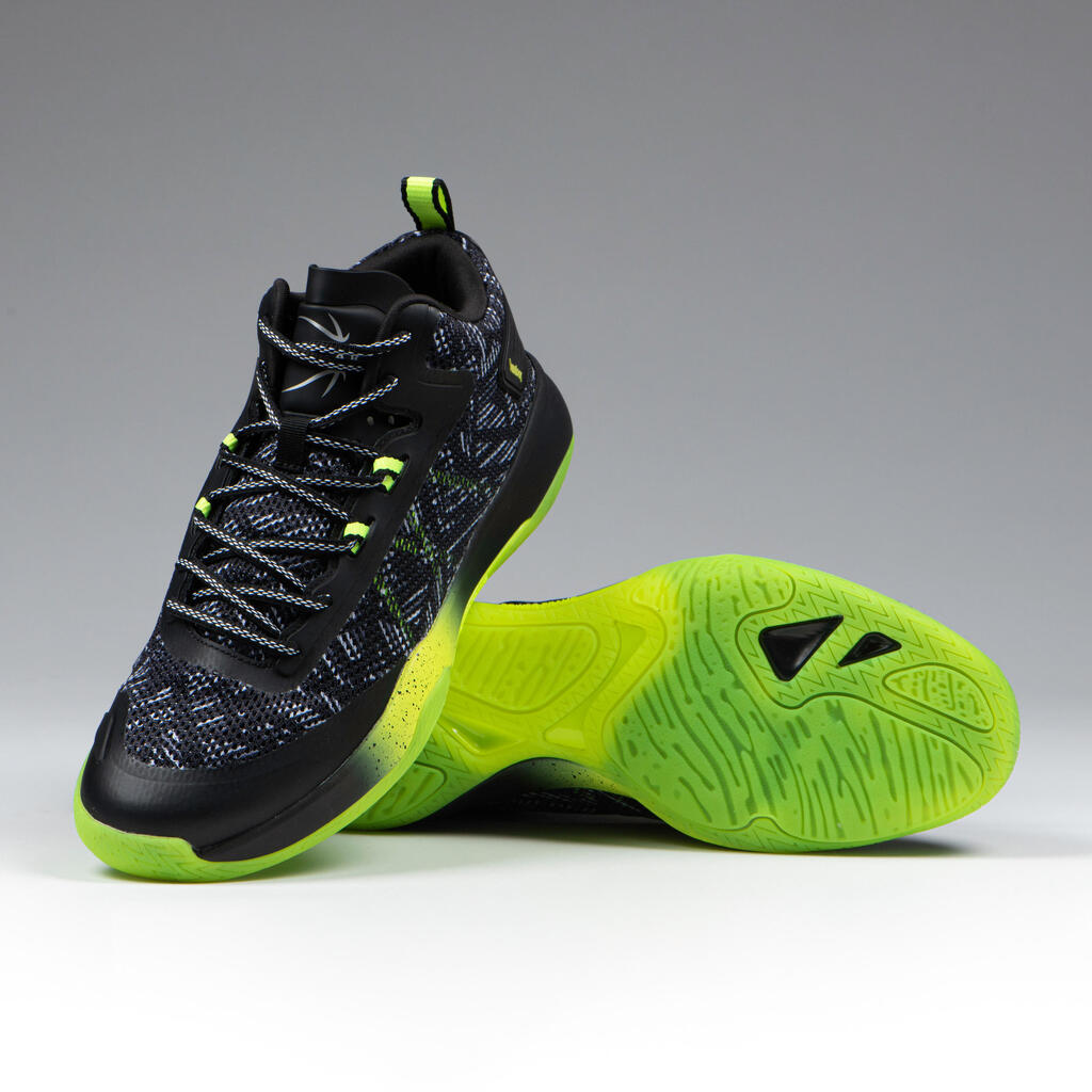 Basketballschuhe SC500 mid Herren/Damen grau/grün
