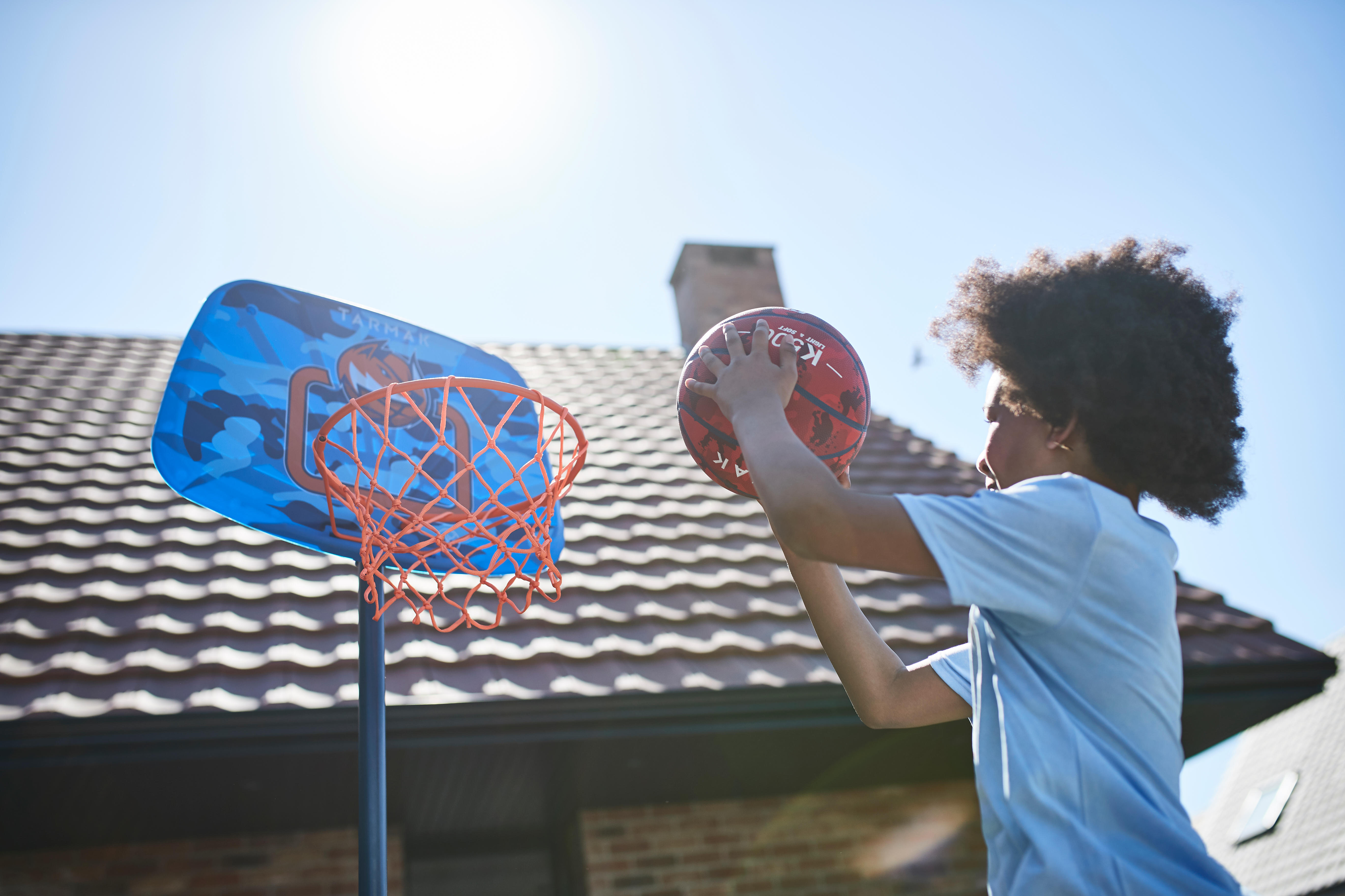Panier de basketball sur pied Aniball réglable de 1,30 à 1,60 m - K 500 bleu - TARMAK