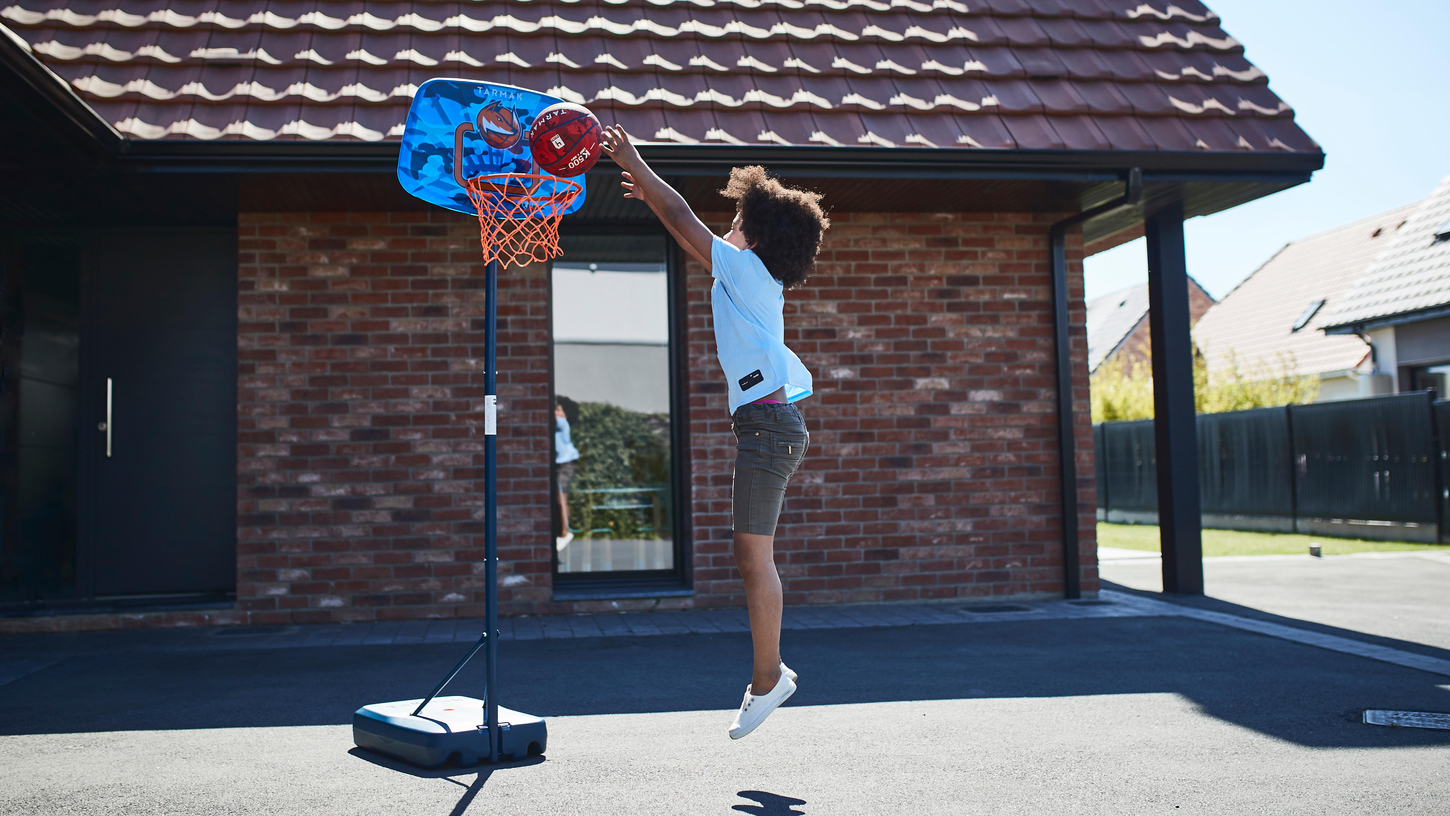 Panier de basketball sur pied Aniball réglable de 1,30 à 1,60 m - K 500 bleu - TARMAK