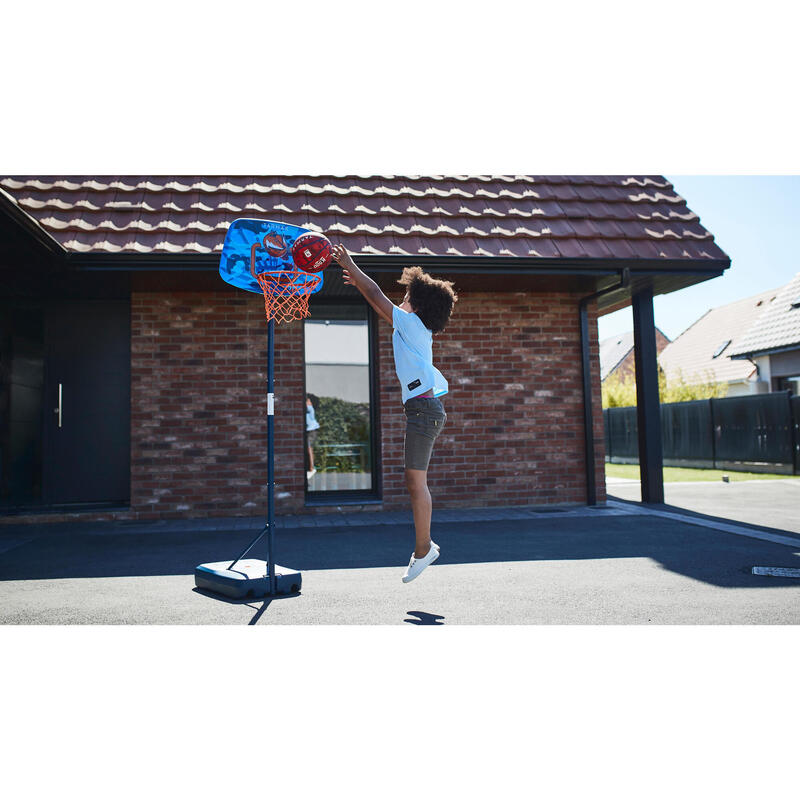 Canasta de baloncesto niño ajustable con pie de 1,30 - 1,60m - K500 Aniball azul