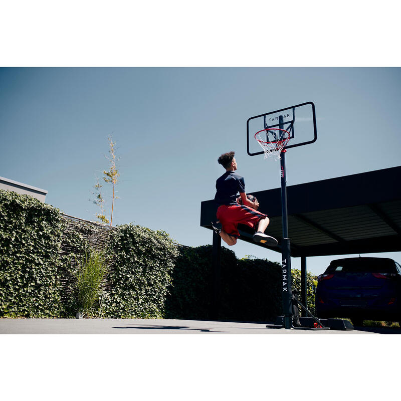 Basketbalpaal B100 Easy plexi verstelbaar van 2,20 m tot 3,05 m