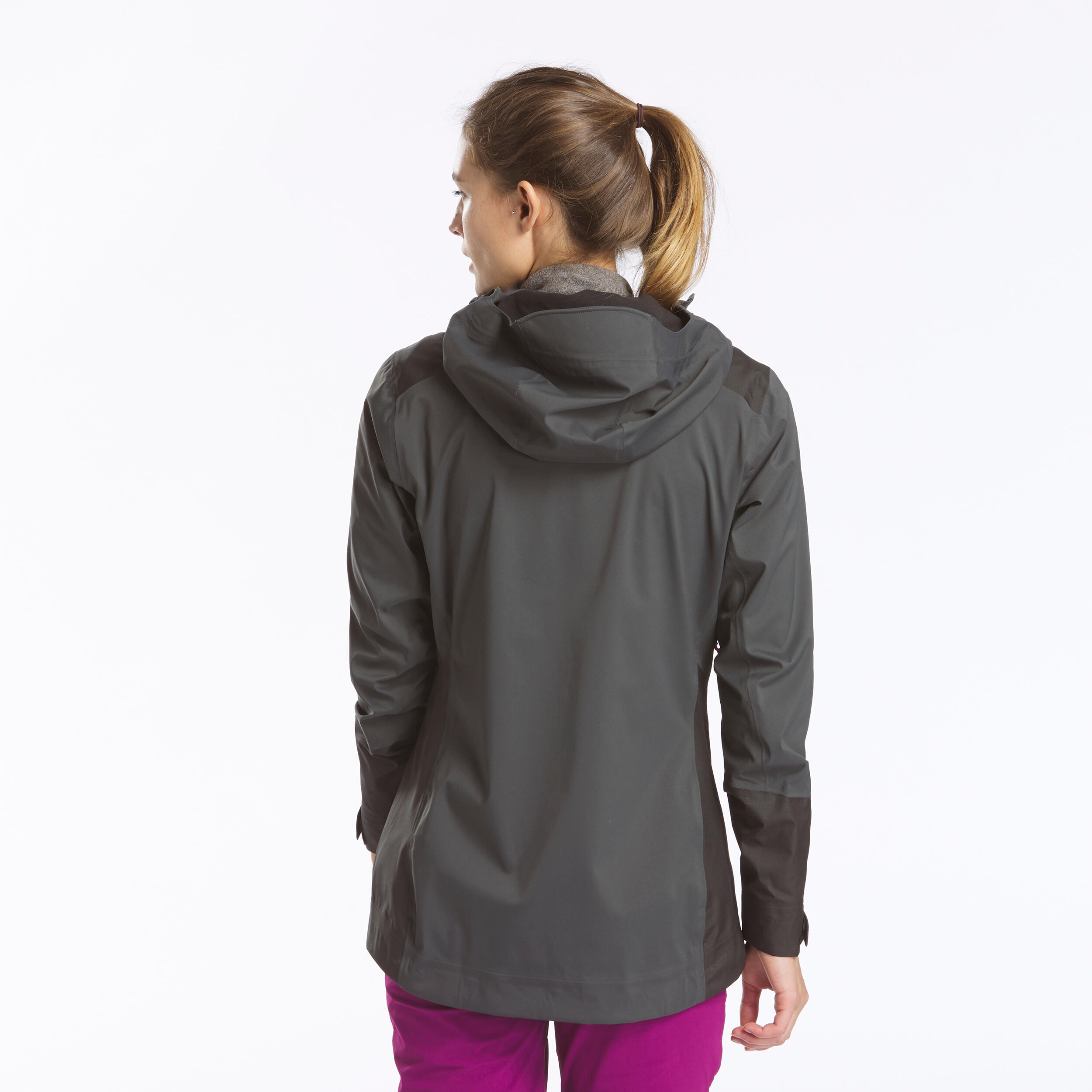 Women's Waterproof Hiking Jacket - MH 900 - Carbon grey, black