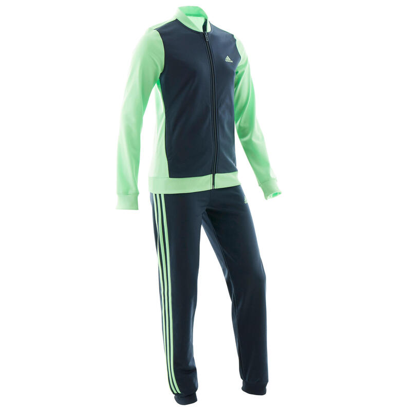 Survêtement fille vert et bleu logo sur la poitrine adidas