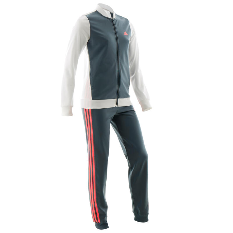 Survêtement fille blanc et bleu logo sur la poitrine adidas