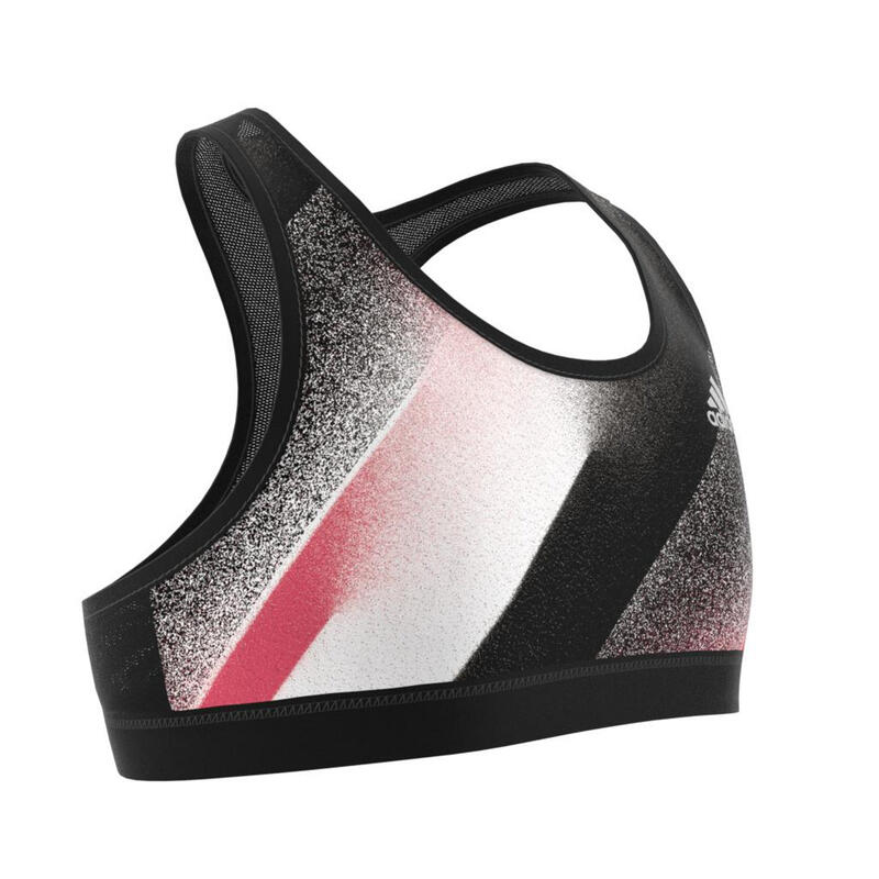 Brassière fille noire avec imprimé graphique et logo adidas