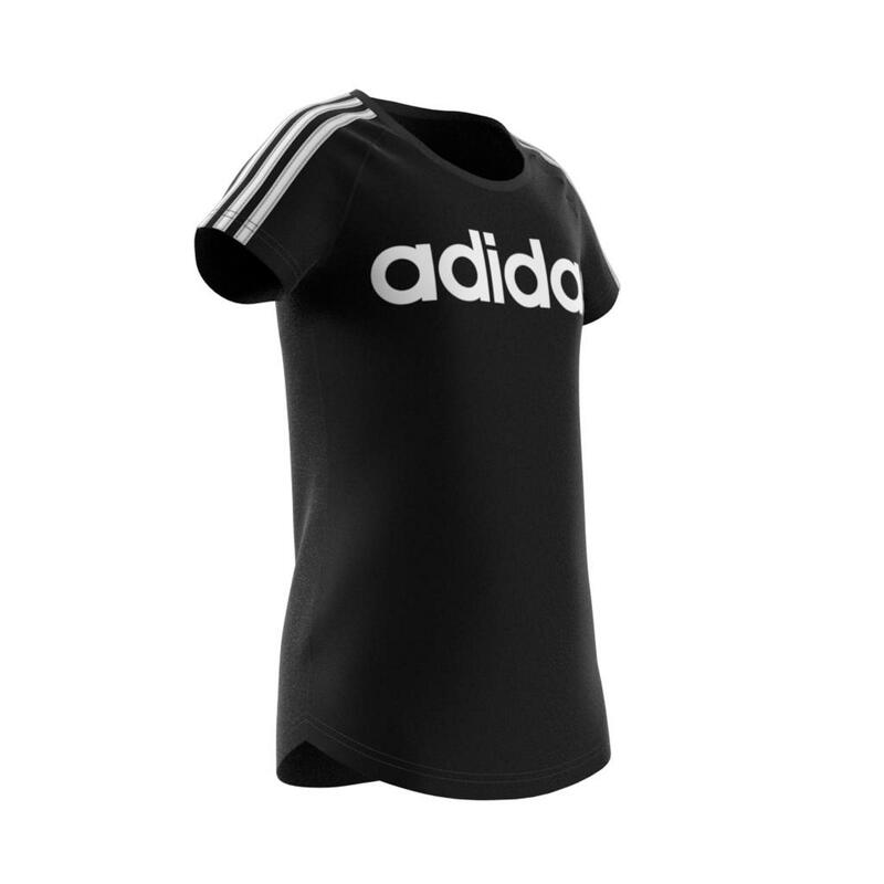 T-shirt fille adidas noir avec logo contrasté blanc sur la poitrine