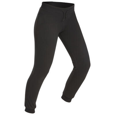 Fleece legging voor bergtrekking dames trek 100 zwart