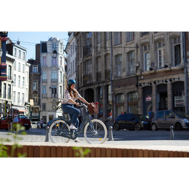 Bicicleta urbana cuadro bajo Elops 540 azul petróleo