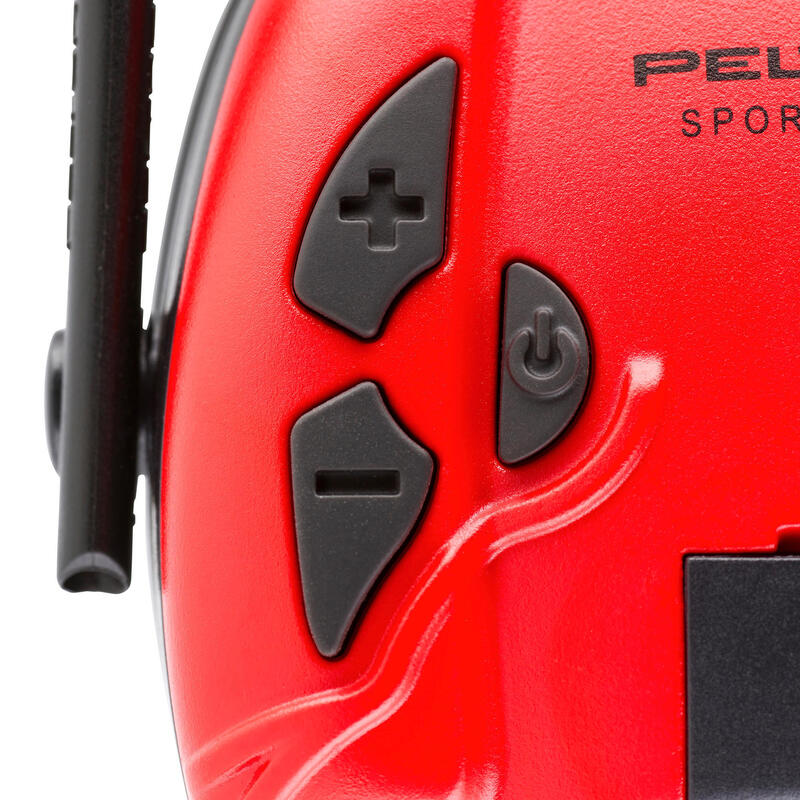 Cască de protecție auditivă electronică anti-zgomot SportTac negru-roșu 