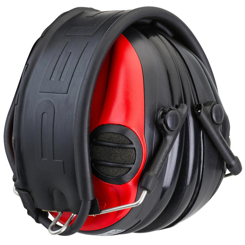 Cască de protecție auditivă electronică anti-zgomot SportTac negru-roșu 