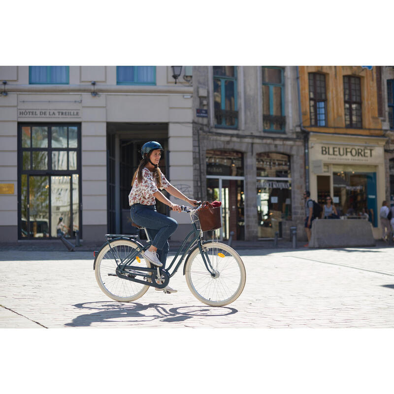 Bicicleta urbana cuadro bajo Elops 540 azul petróleo
