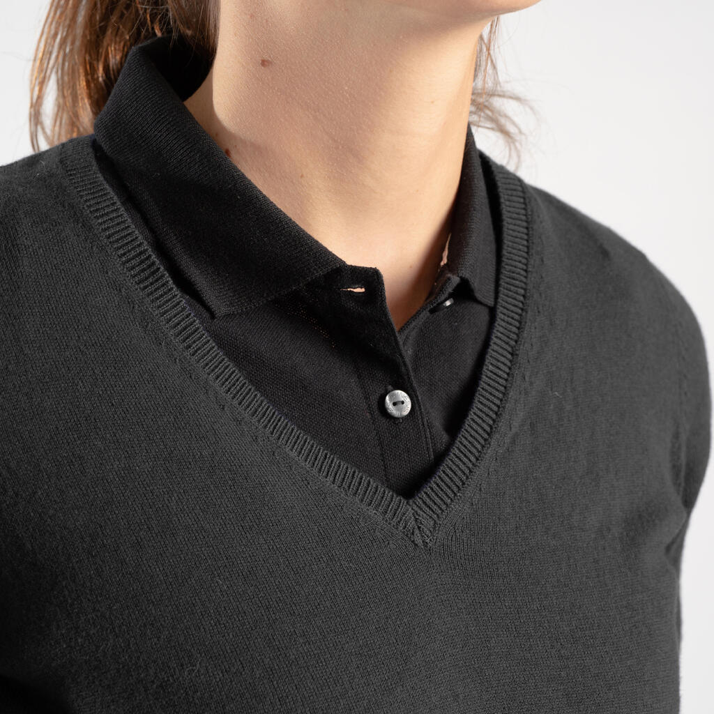 Women's Golf V-neck Pullover MW500 Black