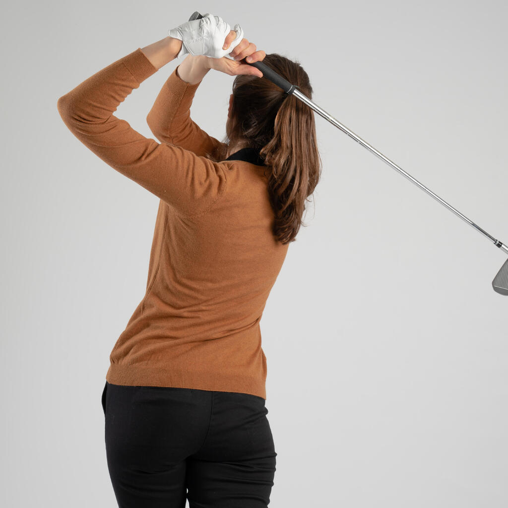 Golf Pullover V-Ausschnitt Damen - MW500 hellrosa 