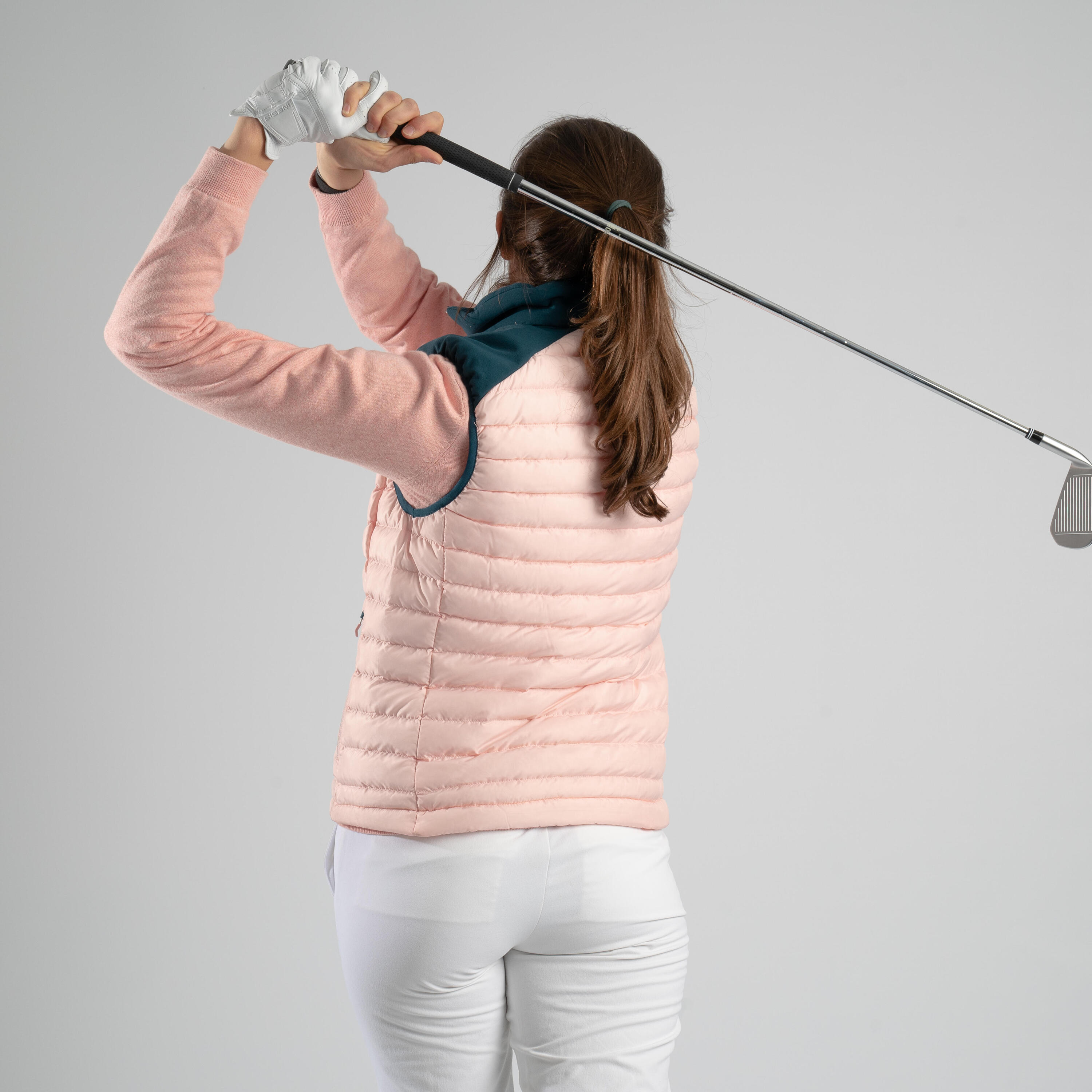 WOMEN'S COLD-WEATHER GOLF SLEEVELESS GILET - PETROL PINK 6/7
