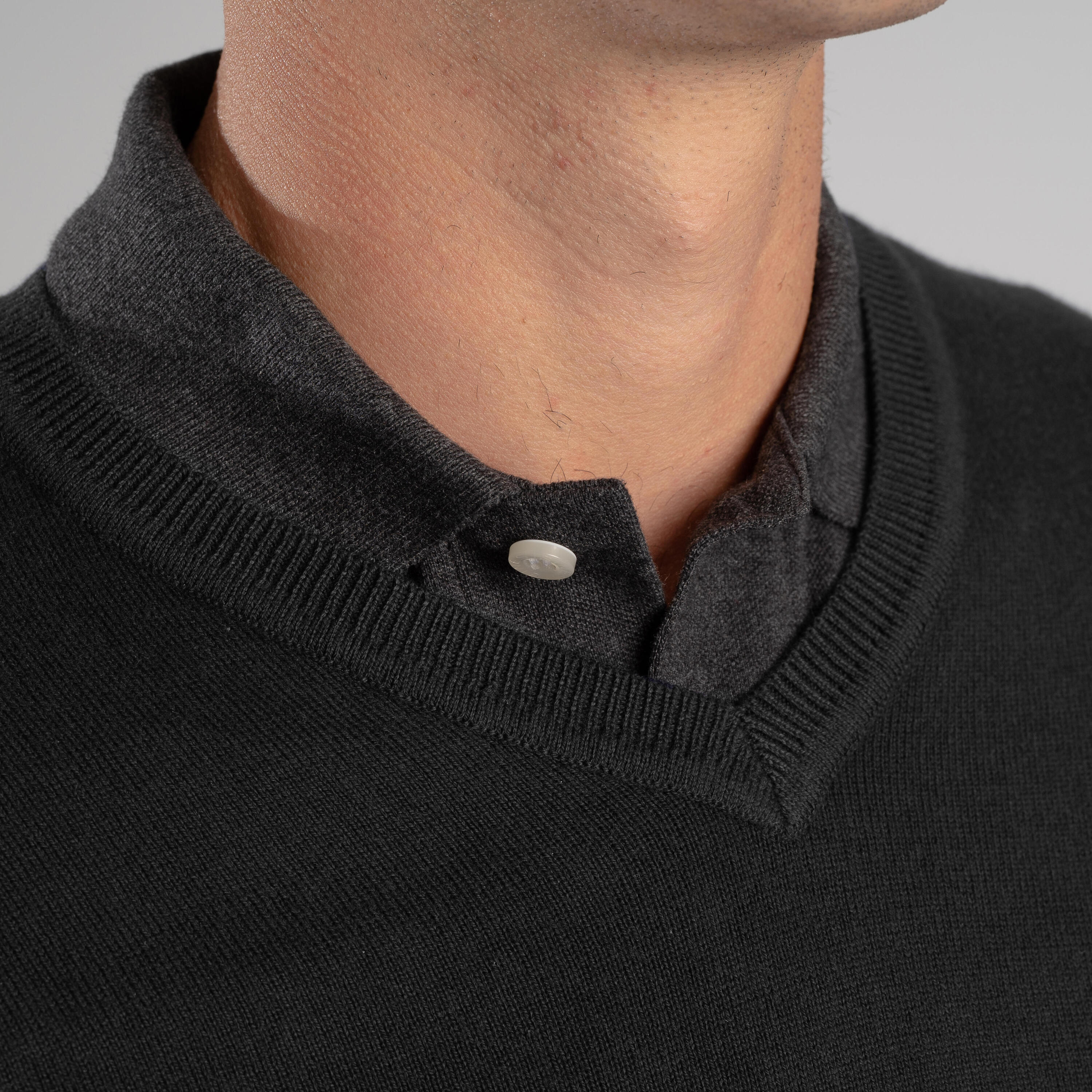 Men's golf V-neck pullover MW500 black 4/7