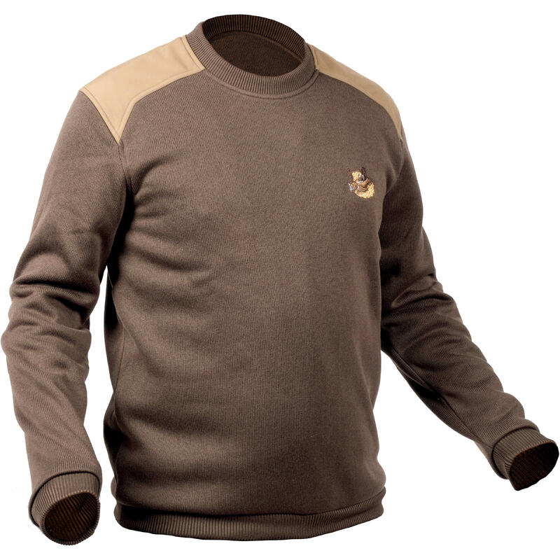 PULL CHASSE MARRON BRODERIE SANGLIER 500