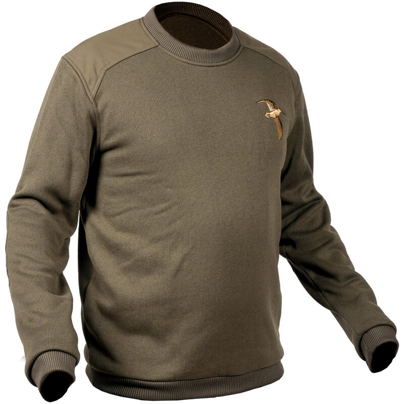 PULL CHASSE VERT BRODERIE BECASSE 500
