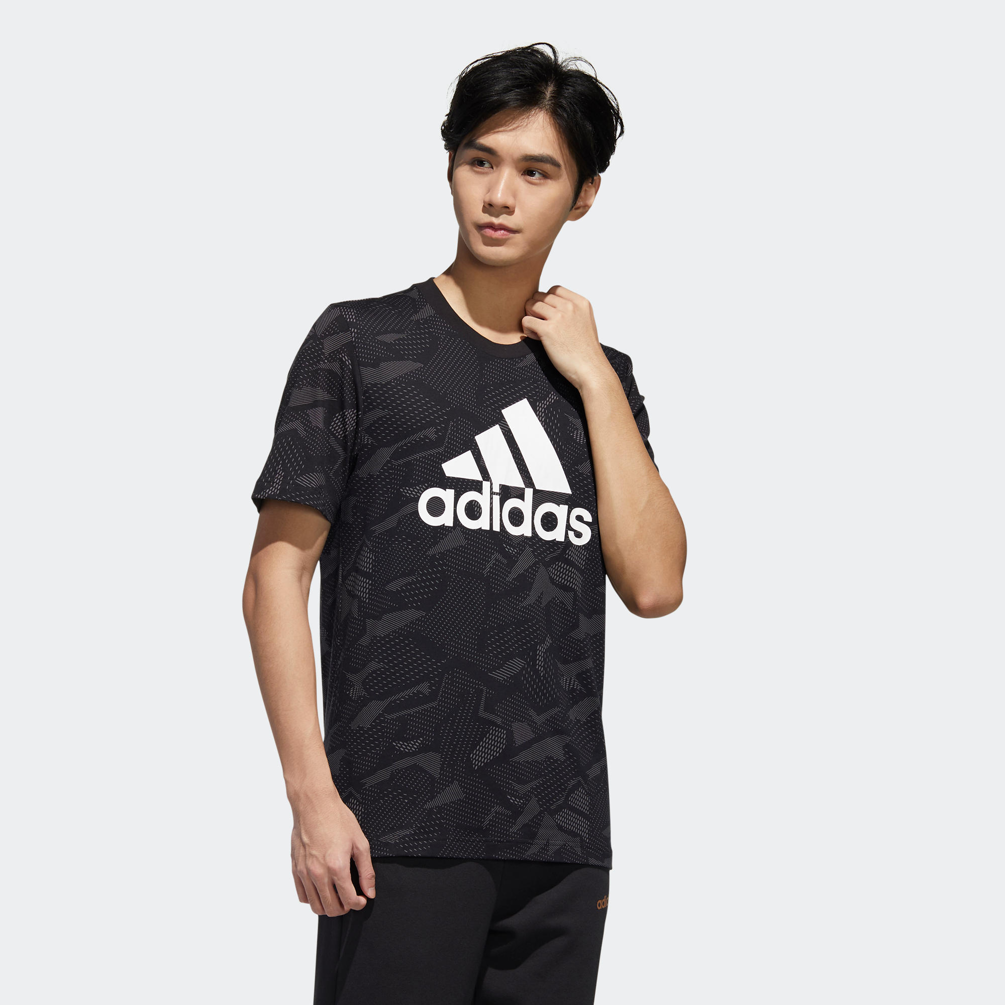 TShirt Regular Motiv Herren schwarz Adidas DECATHLON