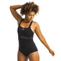 בגד ים שלם לנשים Anna לכושר במים - שחור ריבועים