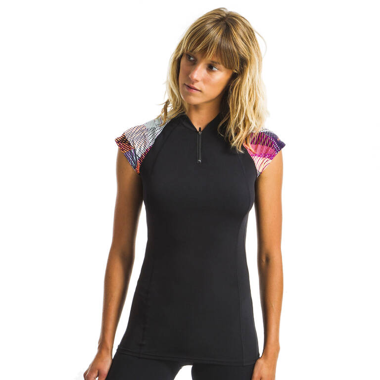 Women  Aquagym-Aquabike Short-sleeved T-shirt Anna black vib