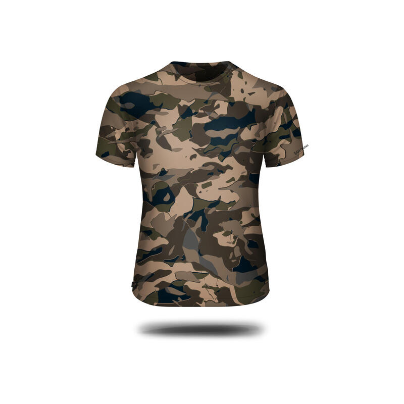 T-shirt met korte mouwen voor de jacht 100 WL V1 camouflagebruin