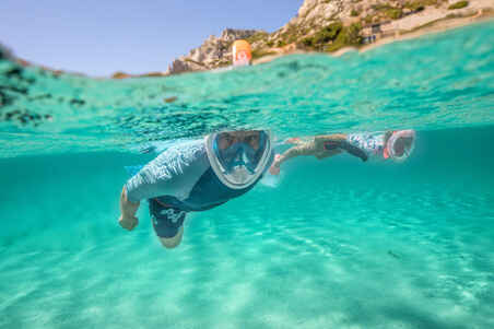 Máscara Snorkel Easybreath. Tallas S/M y M/L azul