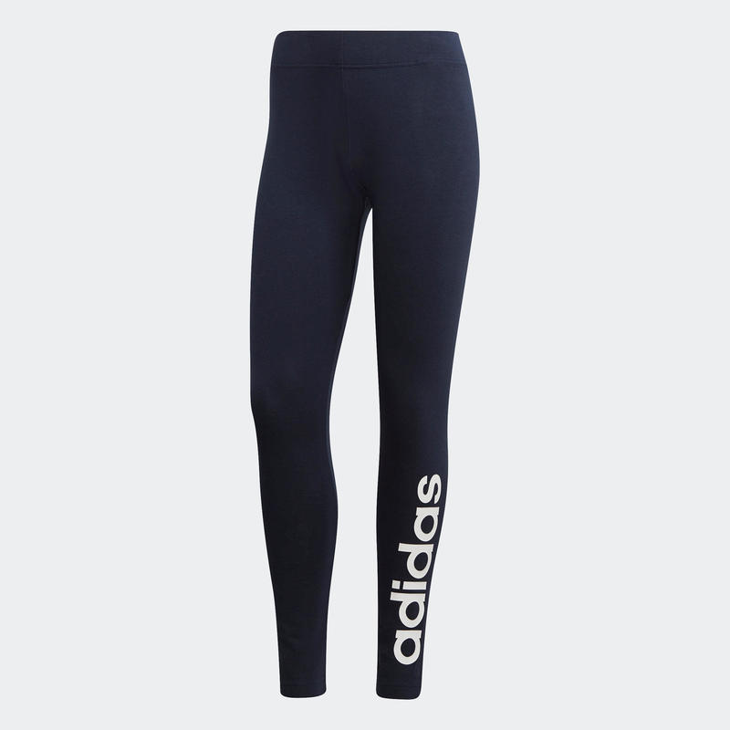 Legging fitness 7/8 coton majoritaire ceinture basse femme - bleu marine blanc