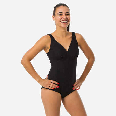 Traje de baño de natación negro gofrado para mujer Kaipearl New