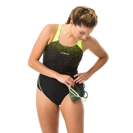 Women 1-piece swimsuit - Pearl Black yellow