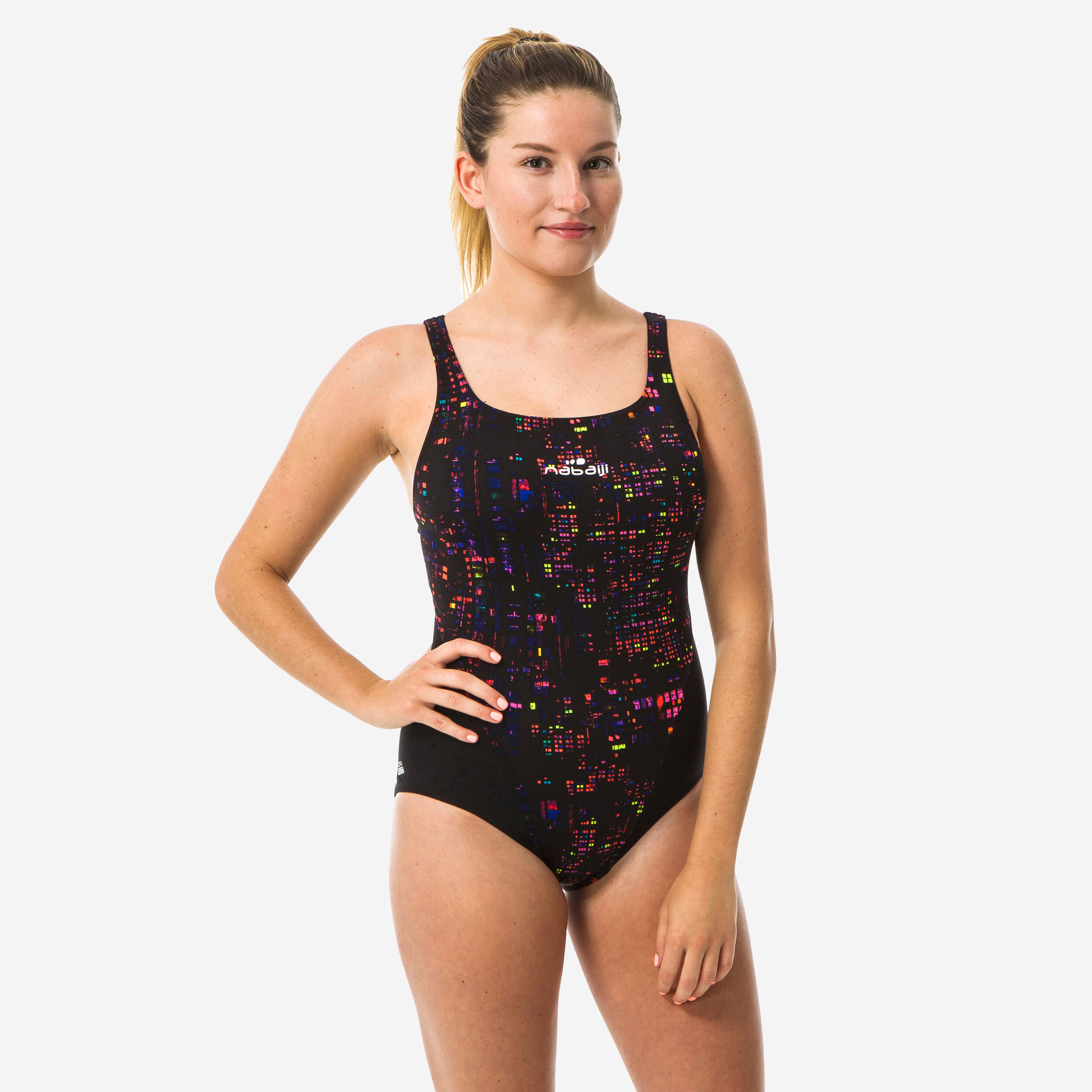 Fato de banho de natação mulher kamiye imo resistente ao cloro preto