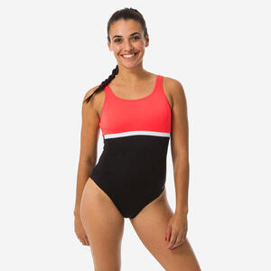Bañador Mujer Natación Negro Naranja