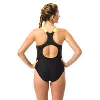 Women 1-piece swimsuit - Pearl Black yellow