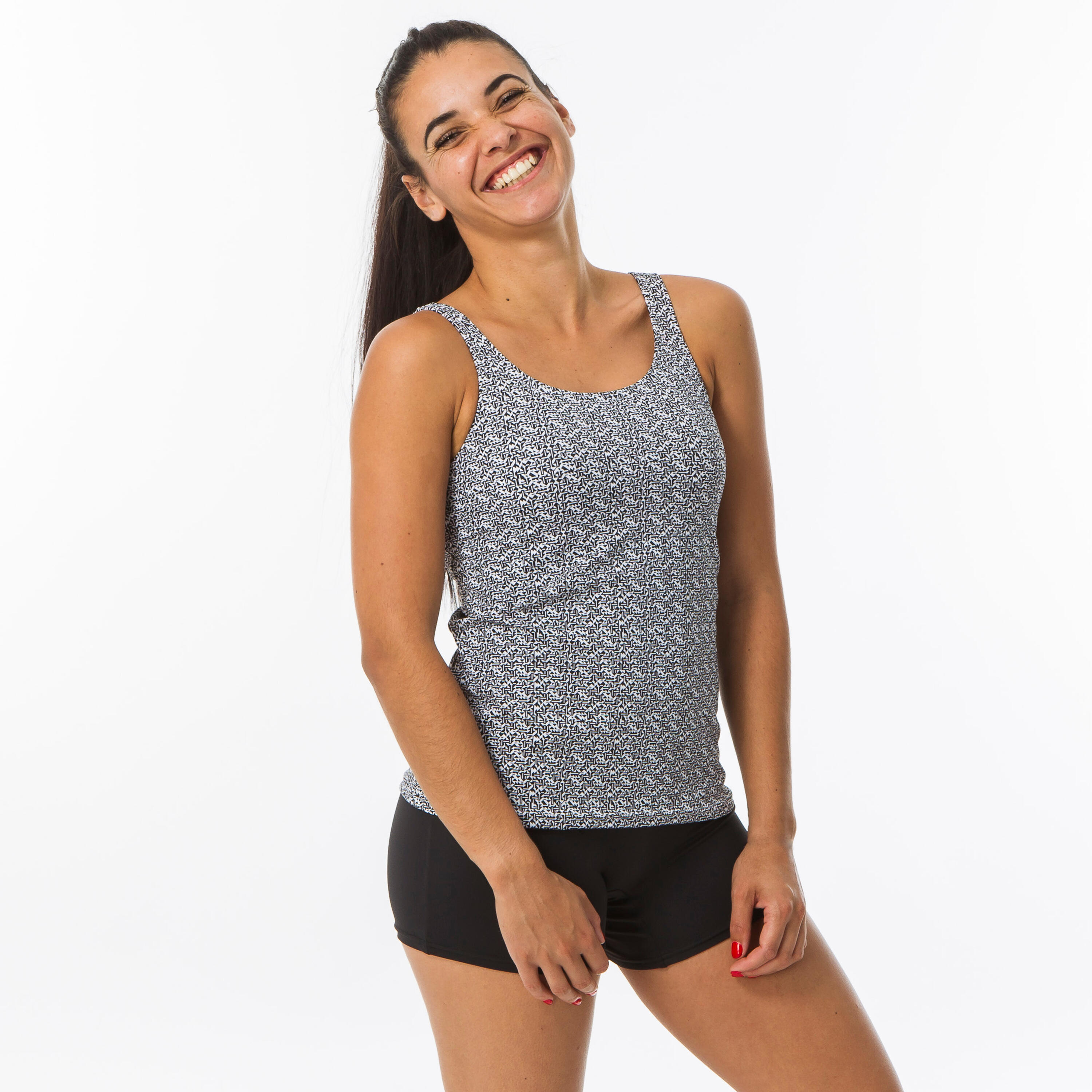 Maillot de Bain de Natation Femme 1 Piece Tankini Shorty Heva Mipy Noir Decathlon Tunisie