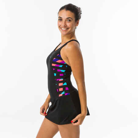 Women's Swimming One-Piece Swimsuit Vega Skirt - Black Typ