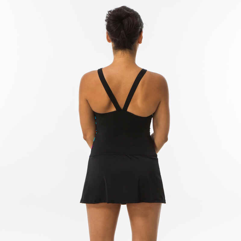 Women's Swimming One-Piece Swimsuit Vega Skirt - Black Typ