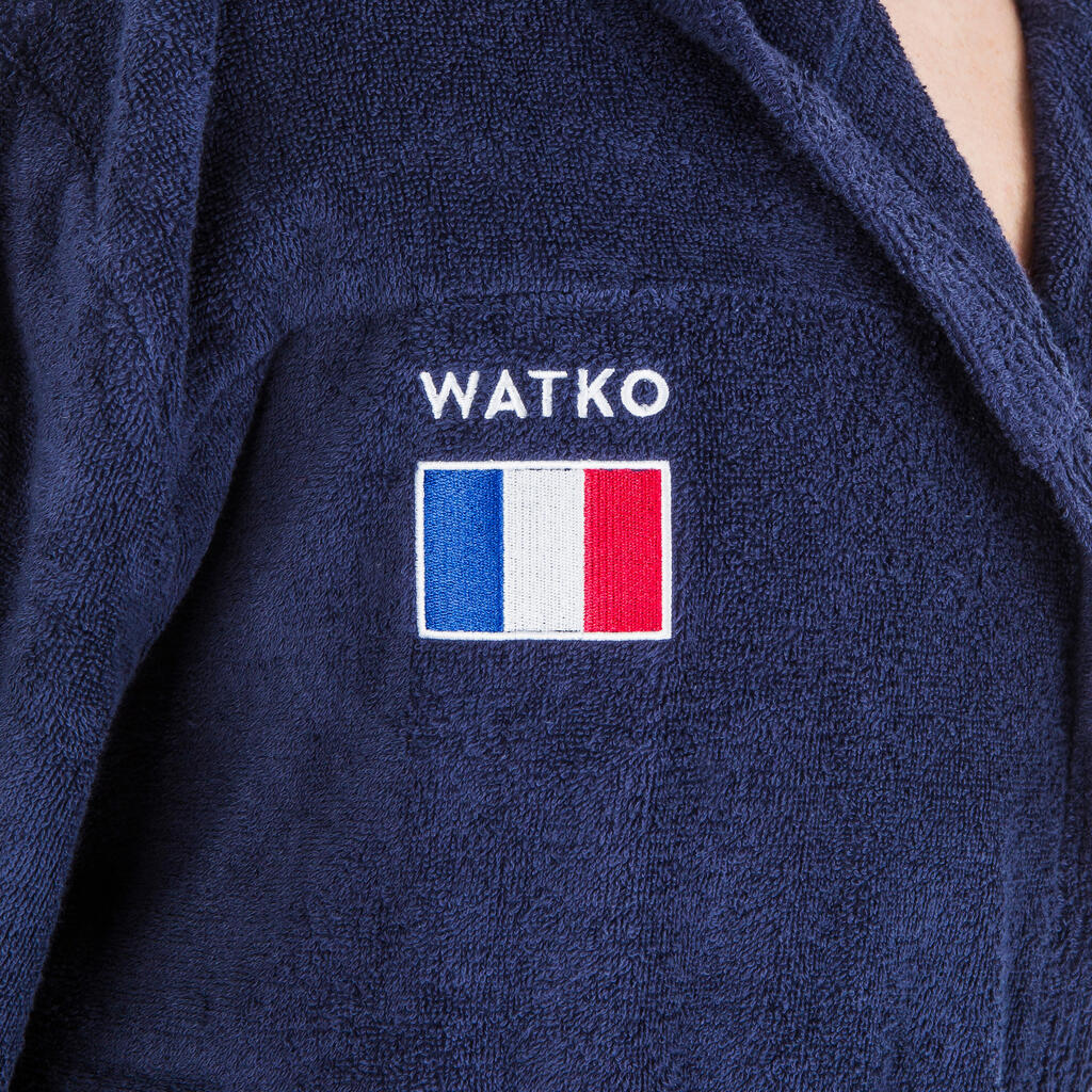 MEN'S WATER POLO THICK COTTON POOL BATHROBE - DARK BLUE